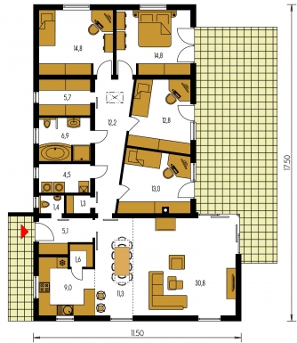 Grundriss des Erdgeschosses - BUNGALOW 145